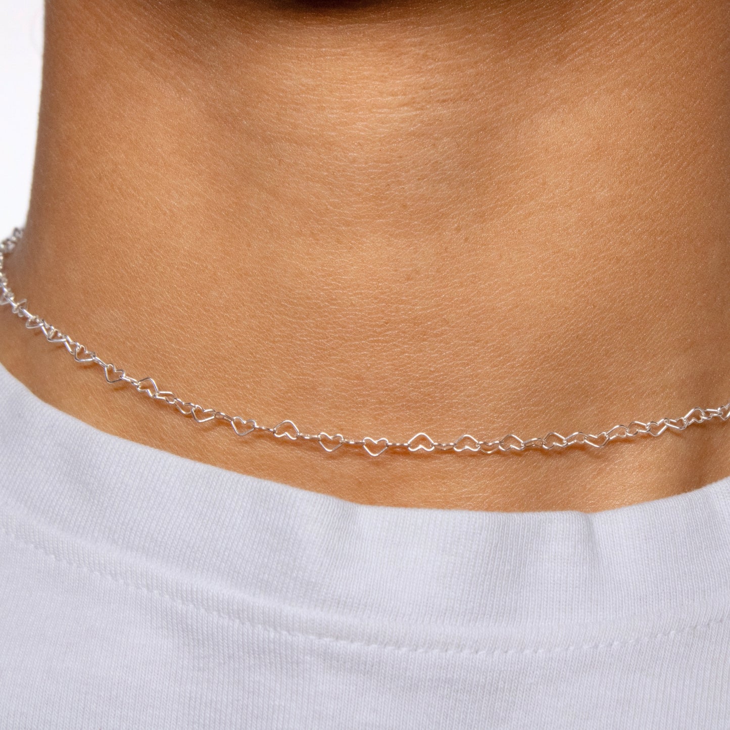 Heart Chain, Sterling Silver by the Bracelet