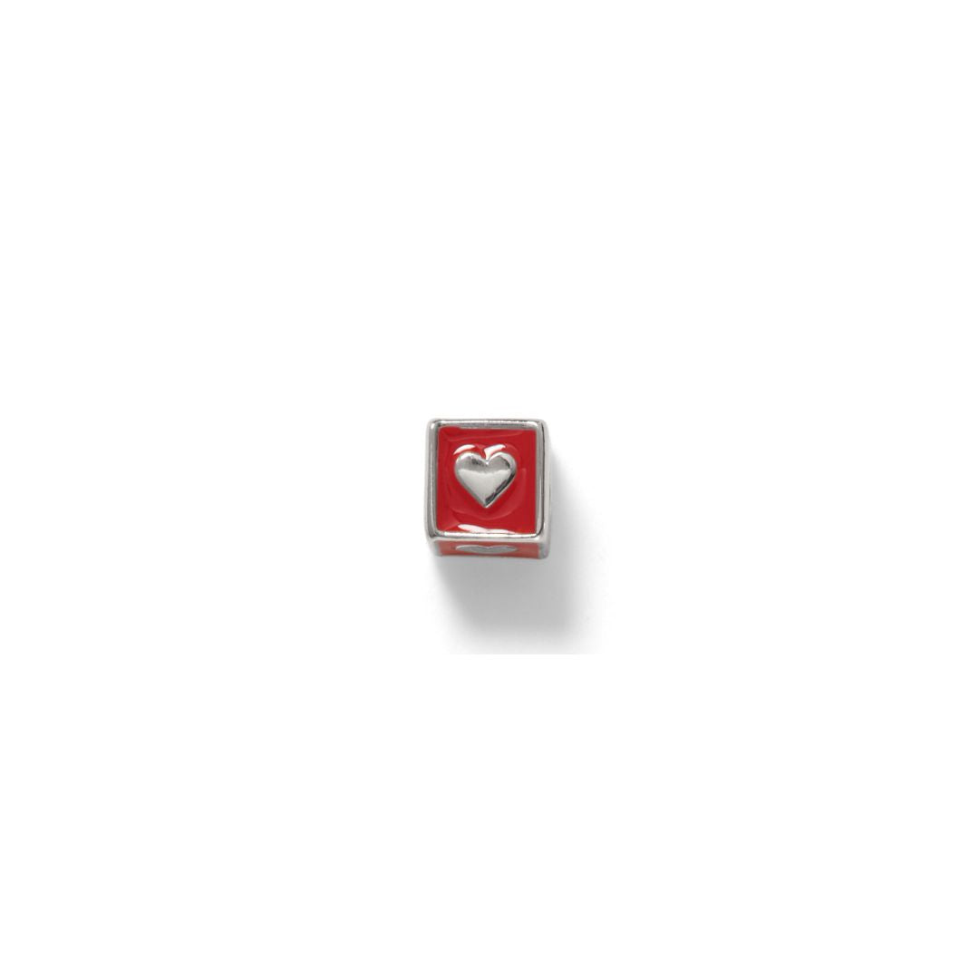 Heart Bead Charm, Sterling Silver