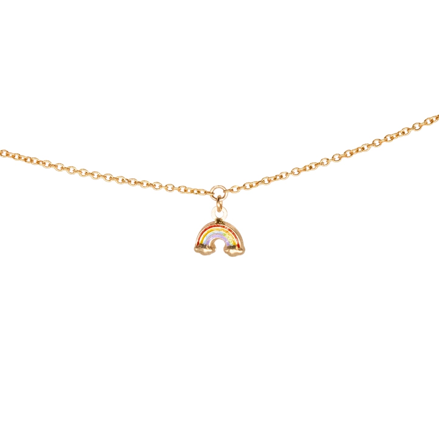 Enamel Rainbow Charm, 14k Solid Yellow Gold