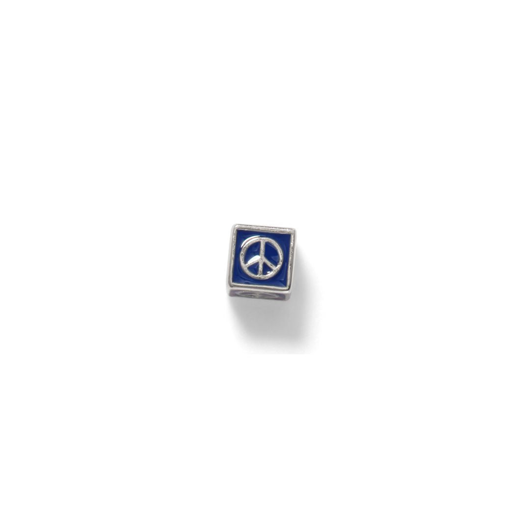 Peace Sign Bead Charm, Sterling Silver