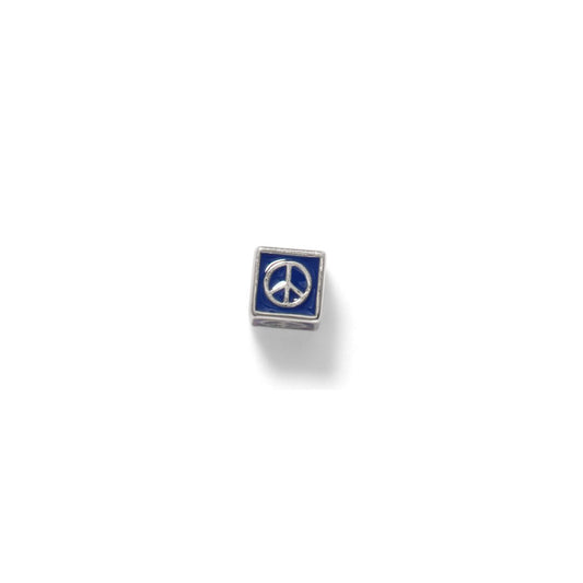 Peace Sign Bead Charm, Sterling Silver