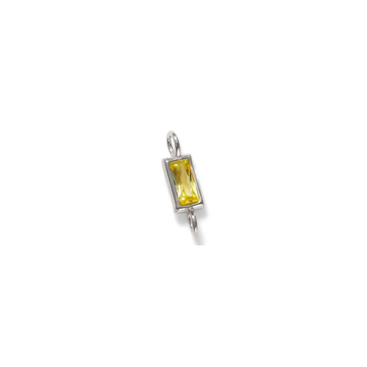 Baguette Connector, Green, Sterling Silver