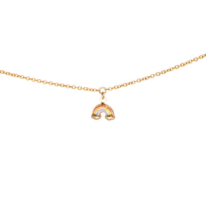 Enamel Rainbow Charm, 14k Solid Yellow Gold