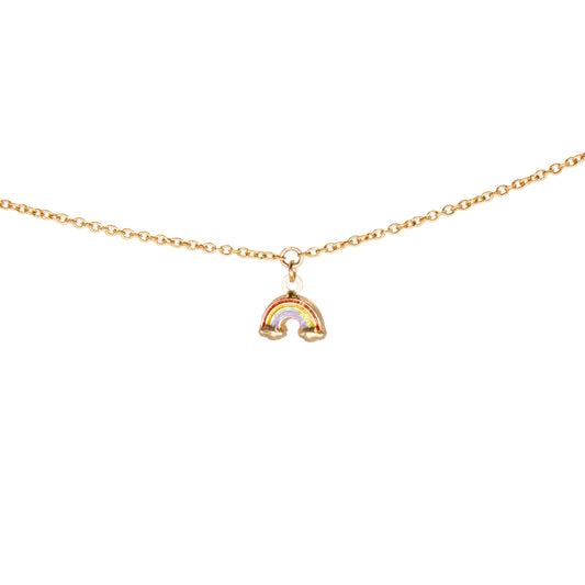 Enamel Rainbow Charm, 14k Solid Yellow Gold