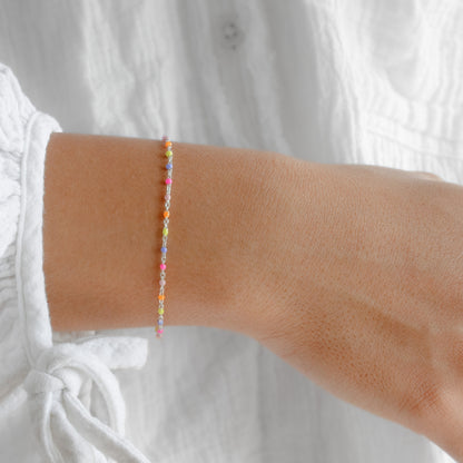 Rainbow Enamel Cable Chain, Sterling Silver by the Inch