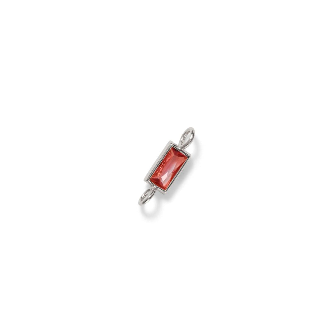 Baguette Connector, Pink, Sterling Silver