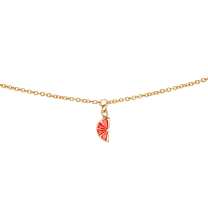 Enamel Orange Slice Charm, 14k Solid Yellow Gold