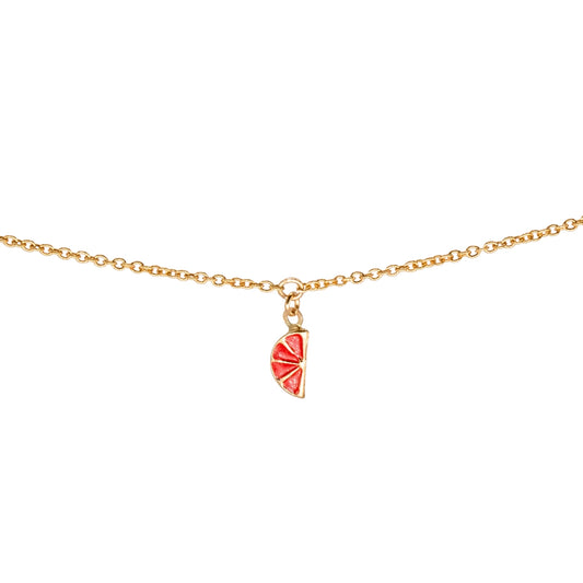 Enamel Orange Slice Charm, 14k Solid Yellow Gold