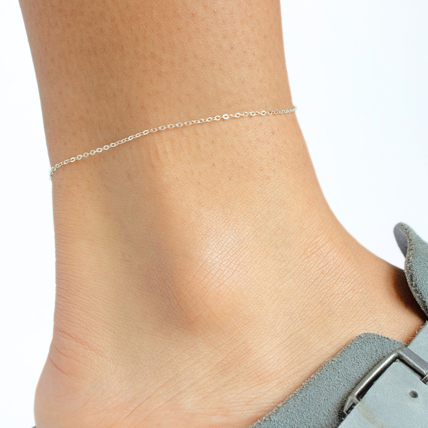 Cable Chain, 14k Solid White Gold by the Inch
