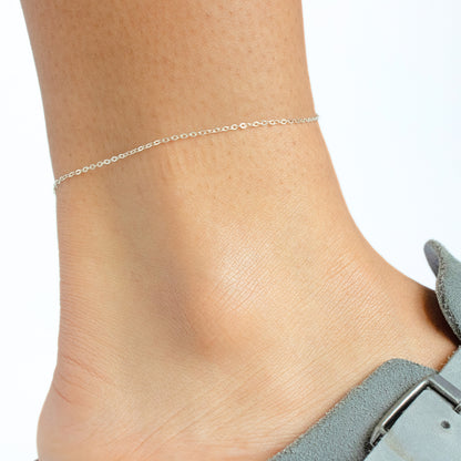 Cable Chain, 14k Solid White Gold by the Inch
