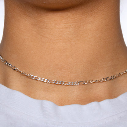 Large Figaro Chain, Sterling Silver By the Bracelet