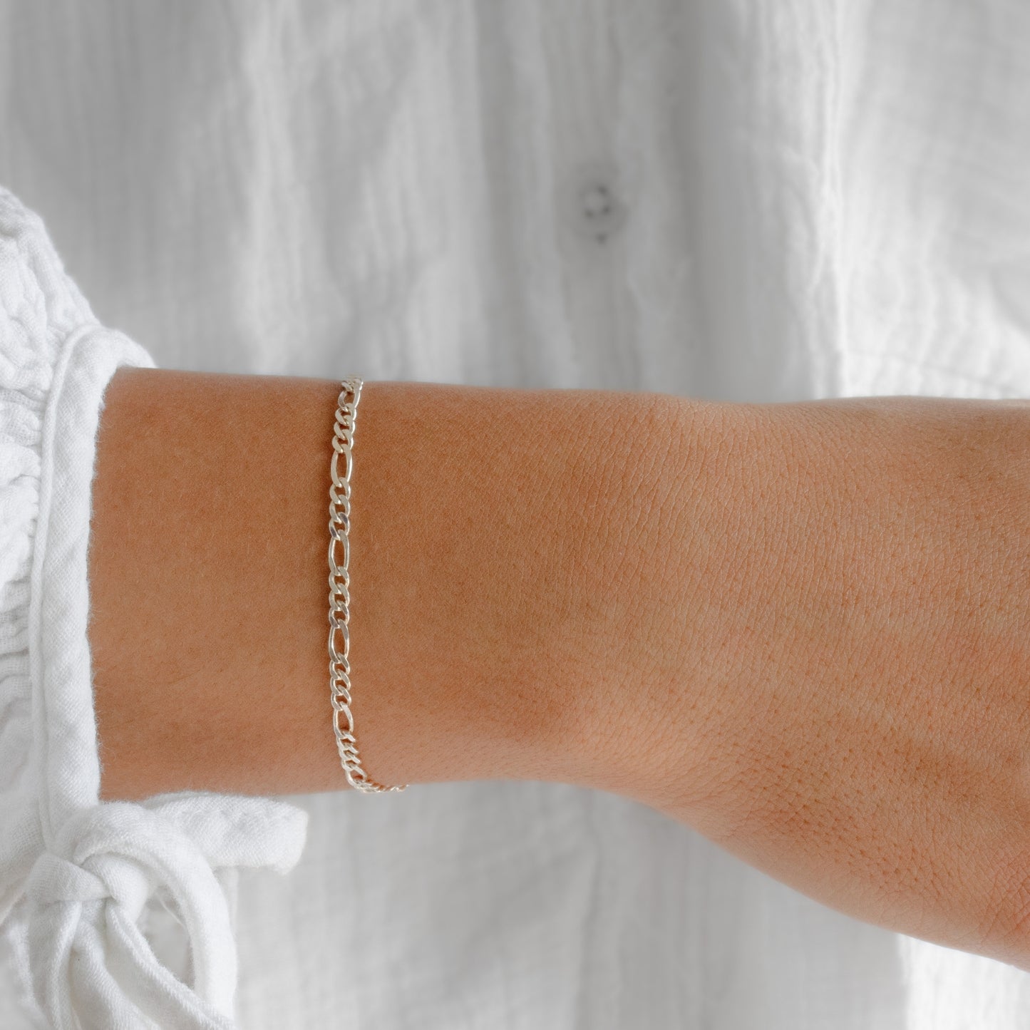 Large Figaro Chain, Sterling Silver By the Bracelet