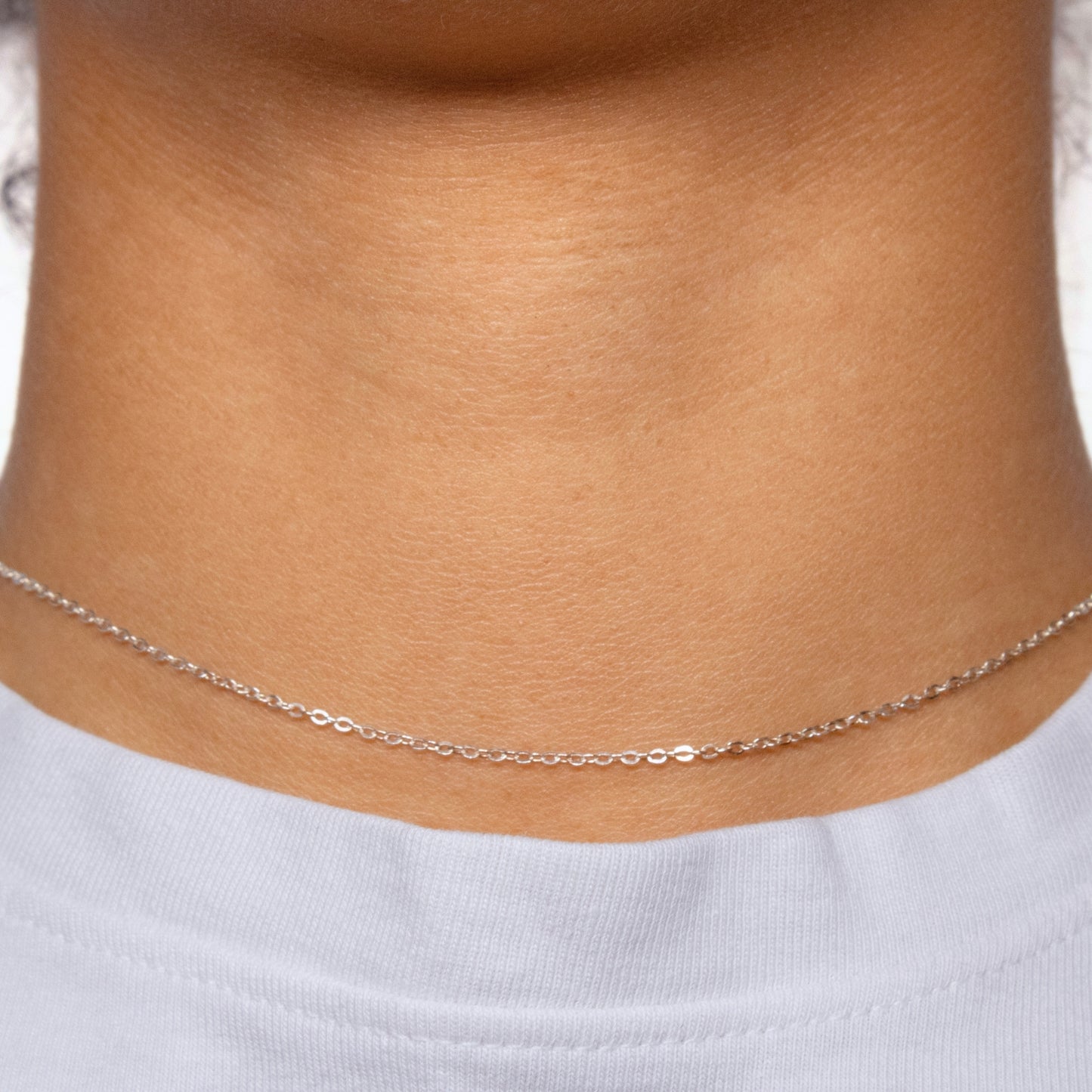 Cable Chain, 14k Solid White Gold by the Inch