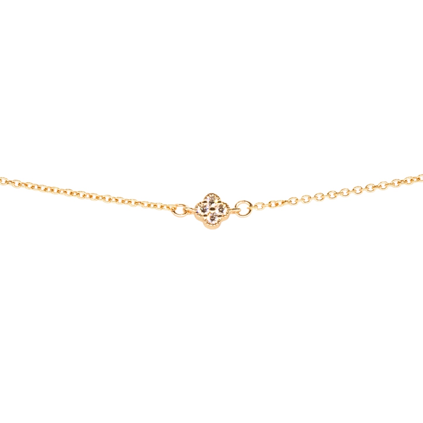Pavé Clover Connector, 14k Solid Yellow Gold