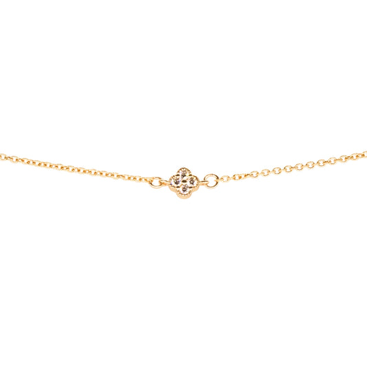 Pavé Clover Connector, 14k Solid Yellow Gold