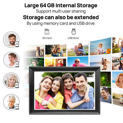 32GB FRAMEO 10.1 Inch Smart WiFi Digital Photo Frame 1280x800 IPS LCD Touch Screen, Auto-Rotate Portrait and Landscape, Built in 32GB Memory, Share Moments Instantly via Frameo App from Anywhere