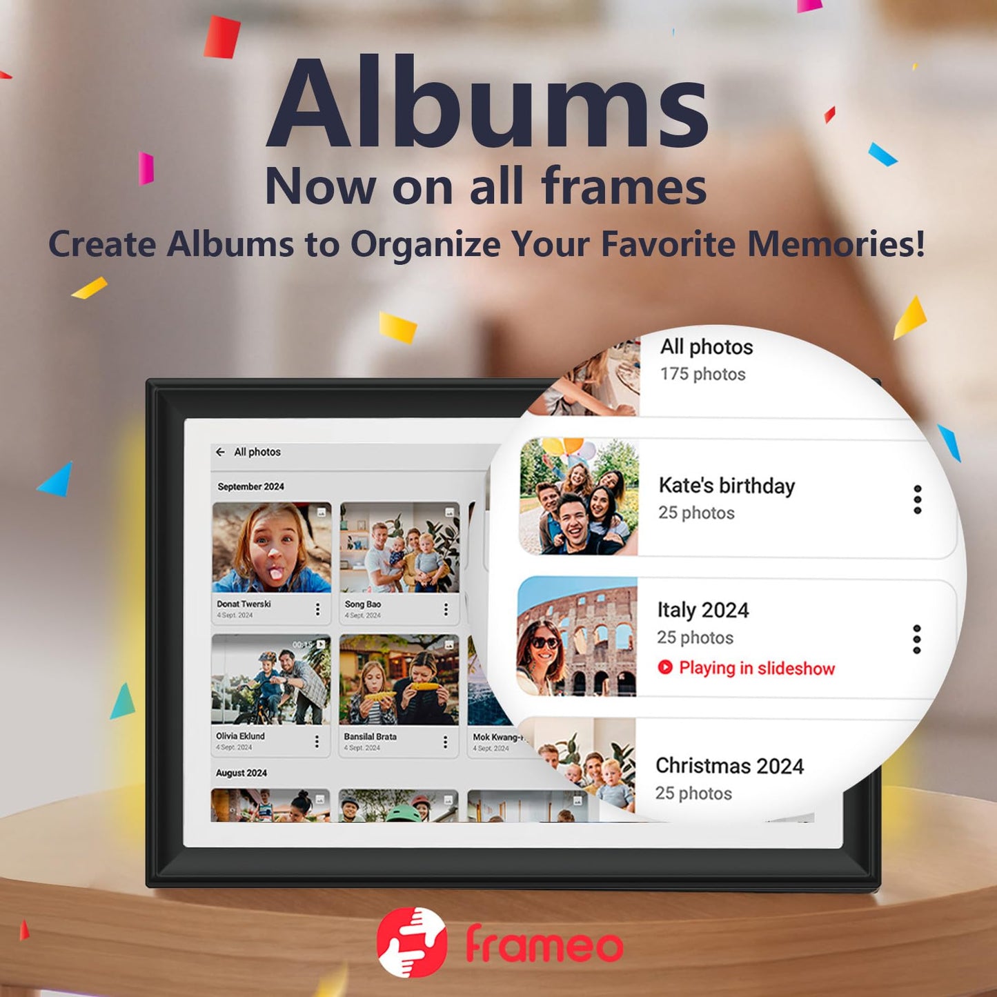 32GB FRAMEO 10.1 Inch Smart WiFi Digital Photo Frame 1280x800 IPS LCD Touch Screen, Auto-Rotate Portrait and Landscape, Built in 32GB Memory, Share Moments Instantly via Frameo App from Anywhere