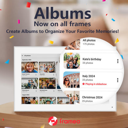 32GB FRAMEO 10.1 Inch Smart WiFi Digital Photo Frame 1280x800 IPS LCD Touch Screen, Auto-Rotate Portrait and Landscape, Built in 32GB Memory, Share Moments Instantly via Frameo App from Anywhere