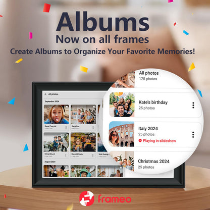 32GB FRAMEO 10.1 Inch Smart WiFi Digital Photo Frame 1280x800 IPS LCD Touch Screen, Auto-Rotate Portrait and Landscape, Built in 32GB Memory, Share Moments Instantly via Frameo App from Anywhere