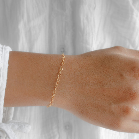 Heart Chain, Yellow Gold Filled by the Inch