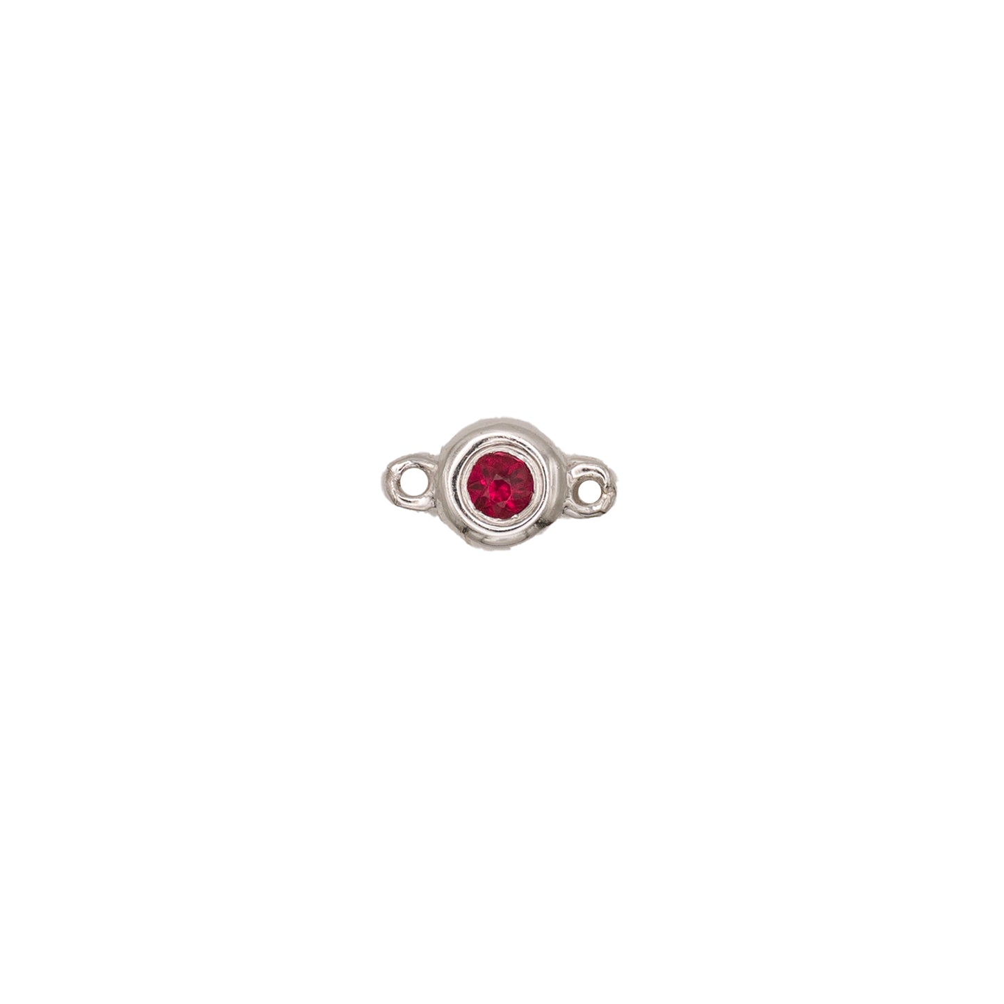 Permanent Jewelry, Ruby Bezel Connector, 14k Solid White Gold