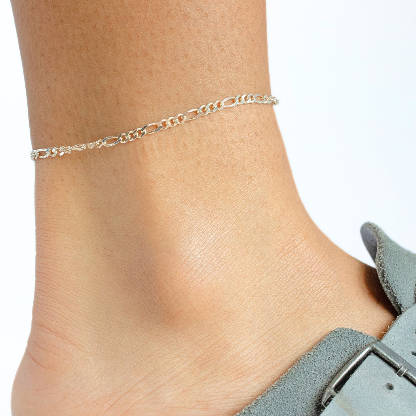 Large Figaro Chain, Sterling Silver By the Bracelet