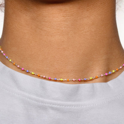 Rainbow Enamel Cable Chain, Sterling Silver by the Inch