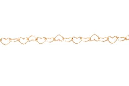 Heart Chain, 14k Solid Yellow Gold By the Inch