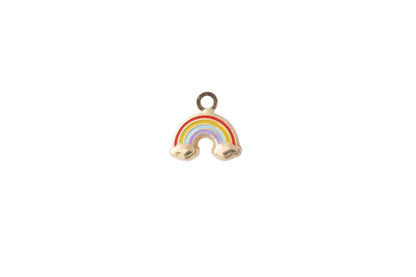 Enamel Rainbow Charm, 14k Solid Yellow Gold